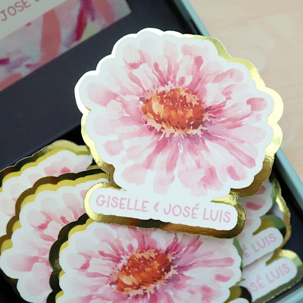 8 Maxi Tags Flor Rosa