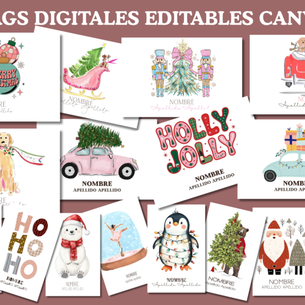 Tags Digitales Navidad Personalizables Canva