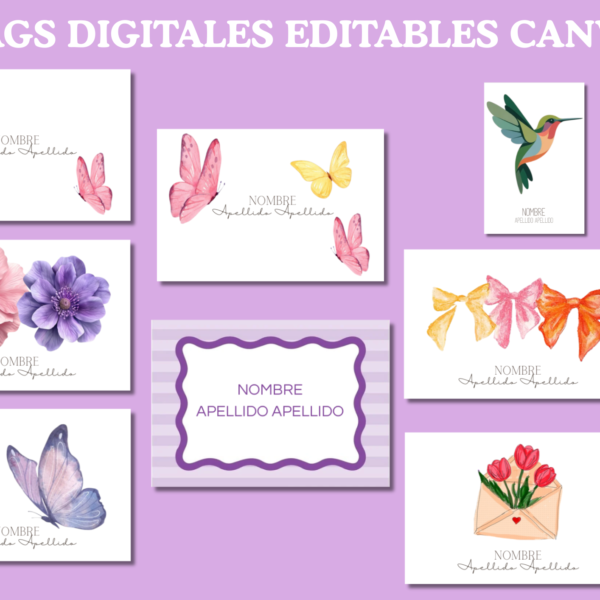 Tags Digitales Personalizables de Mujer/Familia Canva