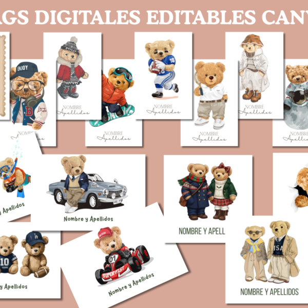 Tags Digitales Ositos Tipo Polo Personalizables Canva