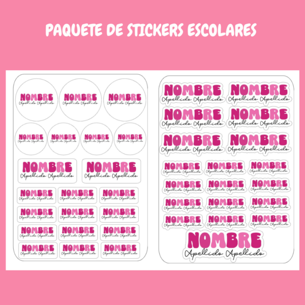 4 Hojas Stickers Escolares Rosas
