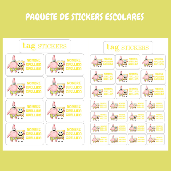 4 Hojas Stickers Bob Esponja