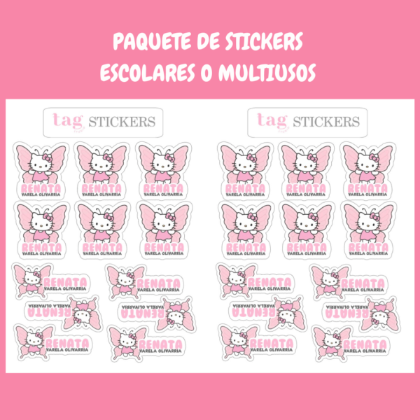 4 Hojas Stickers Hello Kitty Mariposa