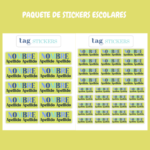 4 Hojas Stickers Escolares Verdes