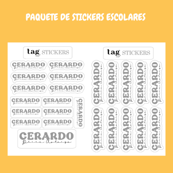 4 Hojas Stickers Gris/Negro