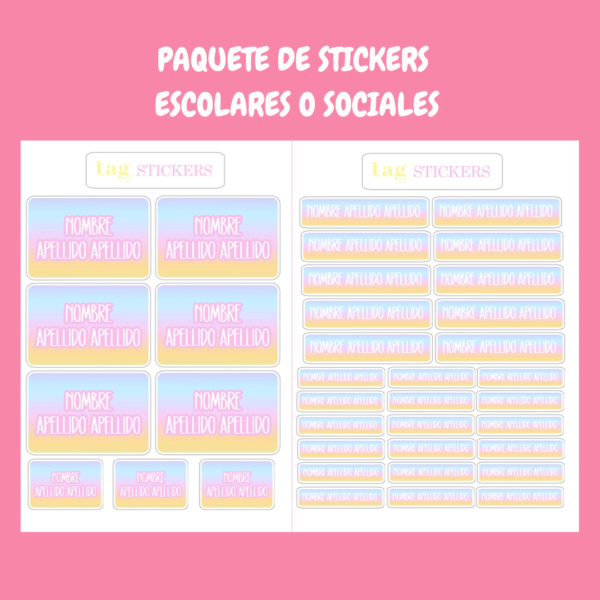 4 Hojas Stickers Arcoíris Degradado