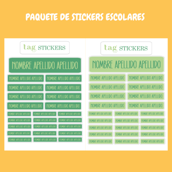 4 Hojas Stickers Escolares Verdes 1