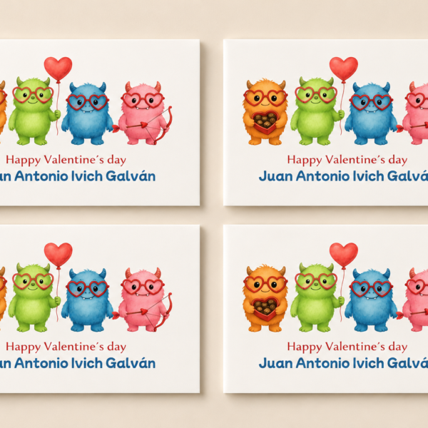 12 Tags Valentines Monsters