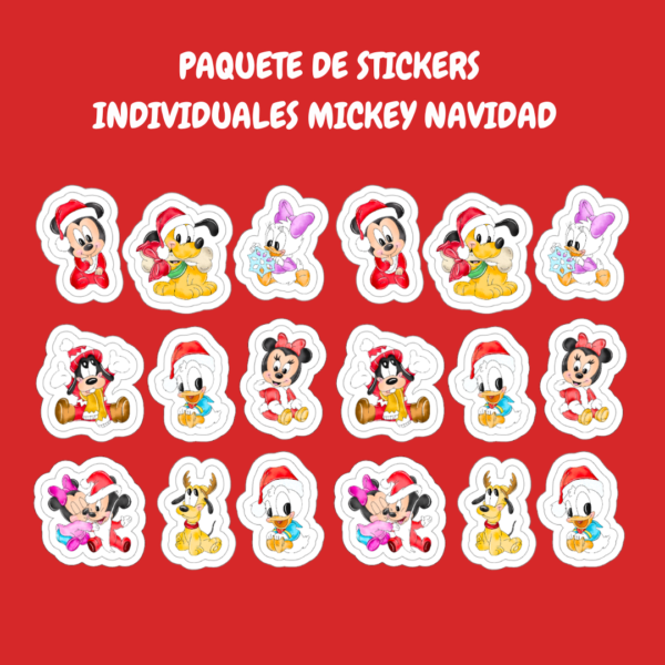 18 Stickers Individuales Mickey Navidad