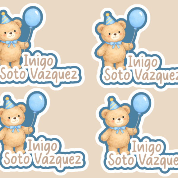 12 Tags Osito fiesta