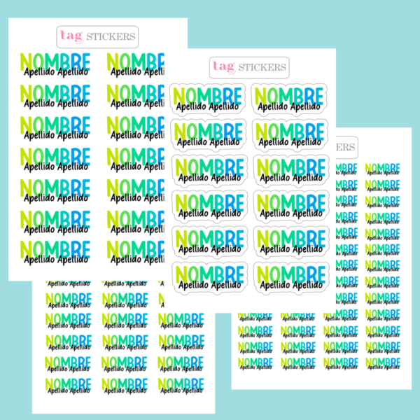 4 Hojas Stickers Degradado Azul/Verde