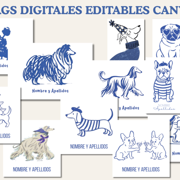 TAGS DIGITALES "DOGS" PERSONALIZABLES CANVA