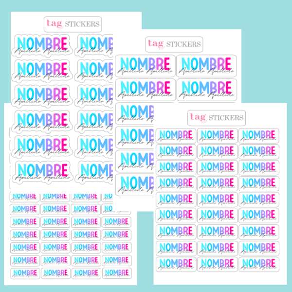 4 Hojas Stickers Degradado Azul/Rosa