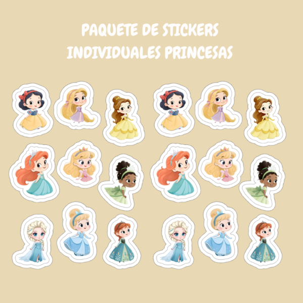 18 Stickers Individuales Princesas