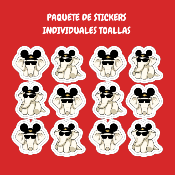 12 Stickers Individuales Toalla Elefante