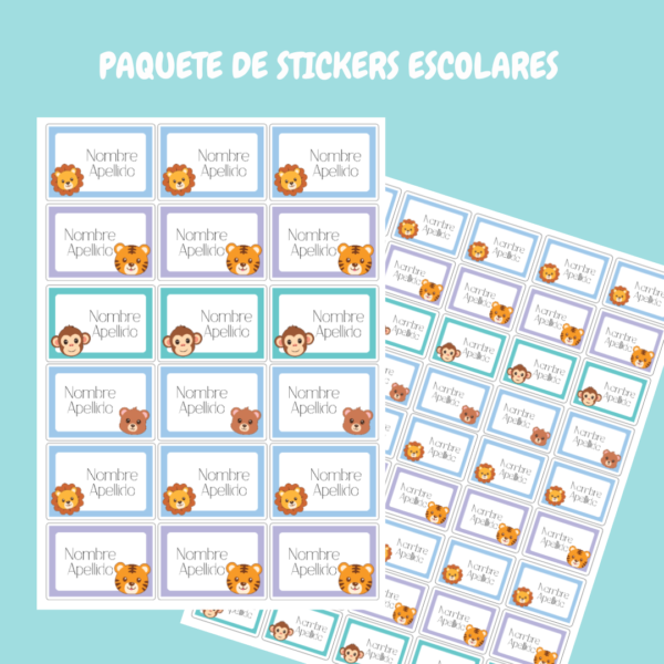 4 Hojas Stickers Animalitos