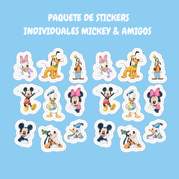 18 Stickers Individuales Mickey y Amigos
