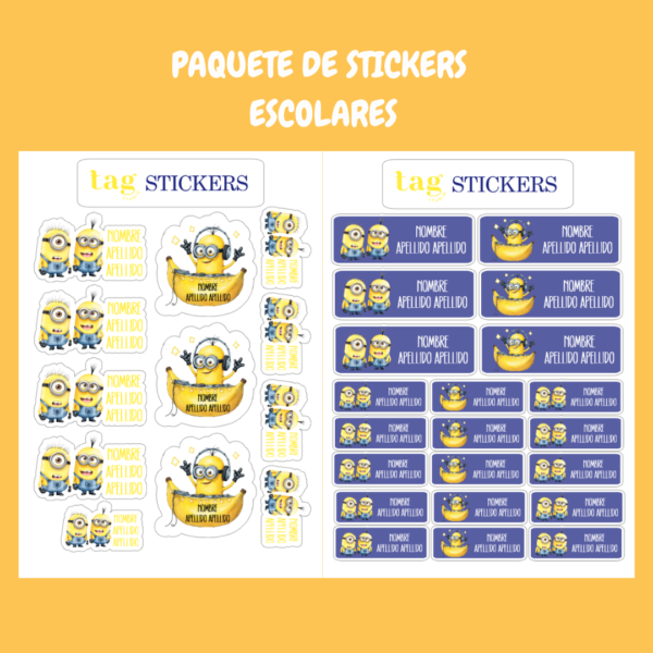 4 Hojas de Stickers Minions
