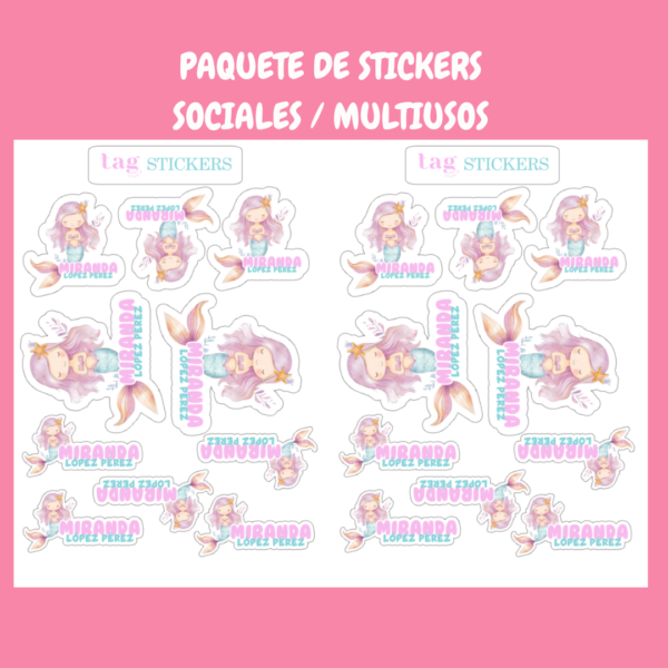 4 Hojas Stickers Sirena