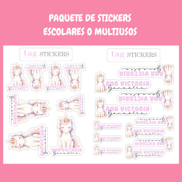 4 Hojas Stickers Unicornio