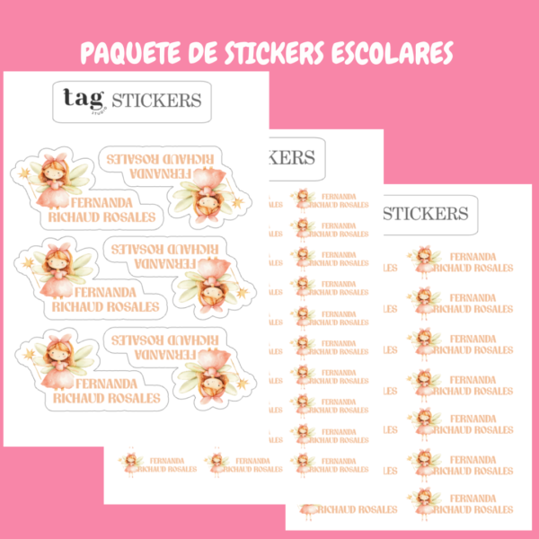 4 Hojas Stickers Escolares Hada