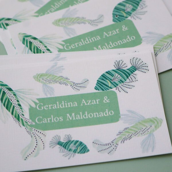 12 Tags Impresos Pez Verde