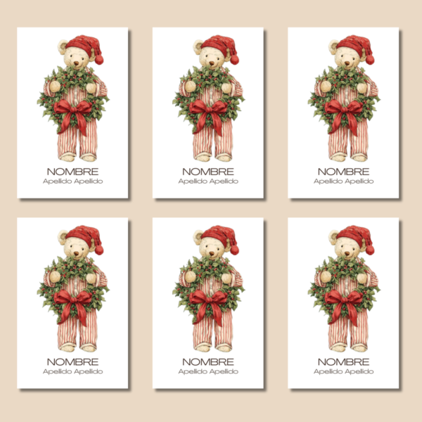 12 Tags Oso Navidad