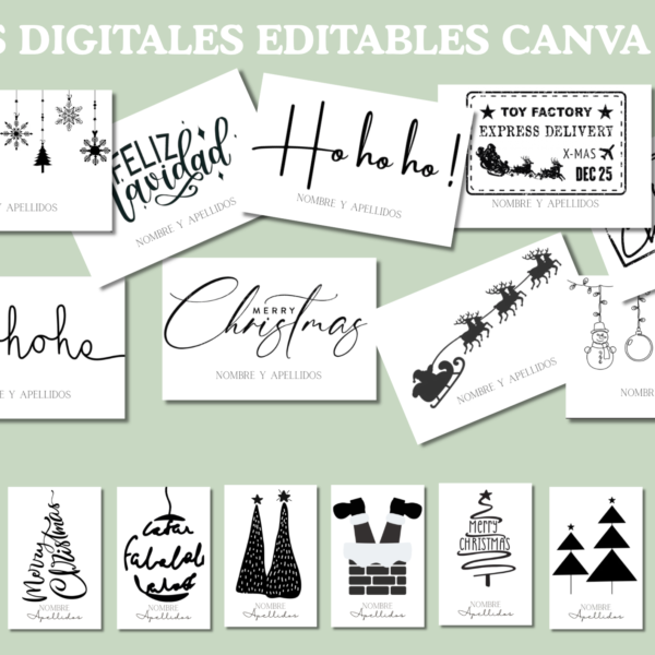Tags Digitales Para Foil Navideños Personalizables Canva