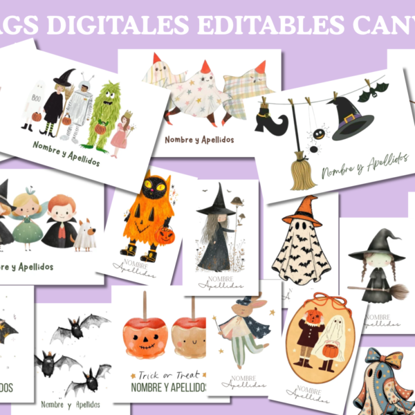 Tags Digitales Halloween Personalizables Canva